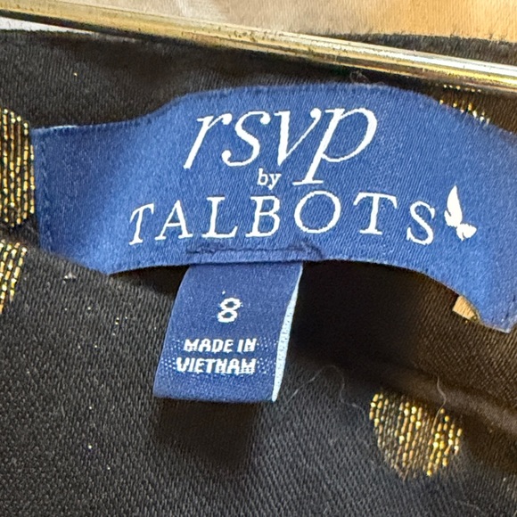 Talbots Black Ankle Pants with Gold Polka Dots - Picture 3 of 4